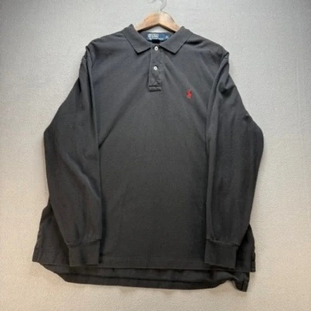 Polo Ralph Lauren Polo Shirt Long Sleeve Classic XL Black Red Pony Logo Cotton
